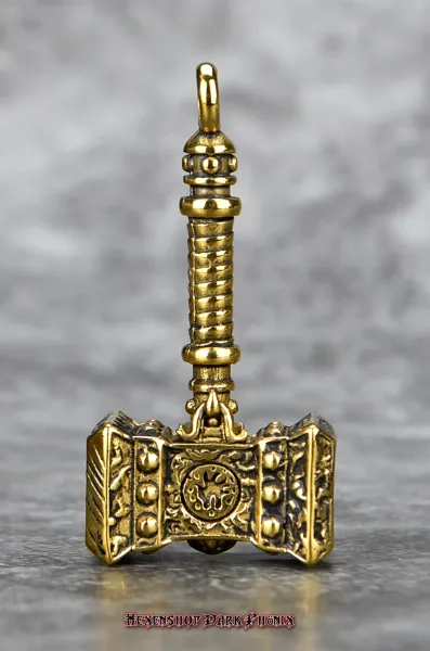 Hexenshop Dark Phönix Großer Keltischer Hammer vergoldeter Edelstahl Anhänger