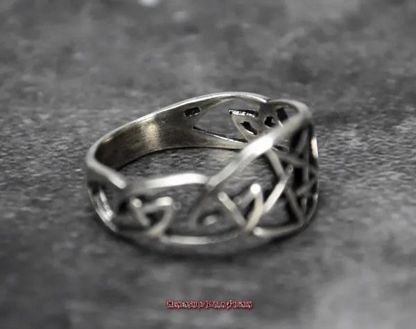 Hexenshop Dark Phönix Keltischer Pentagramm Silberring 925er