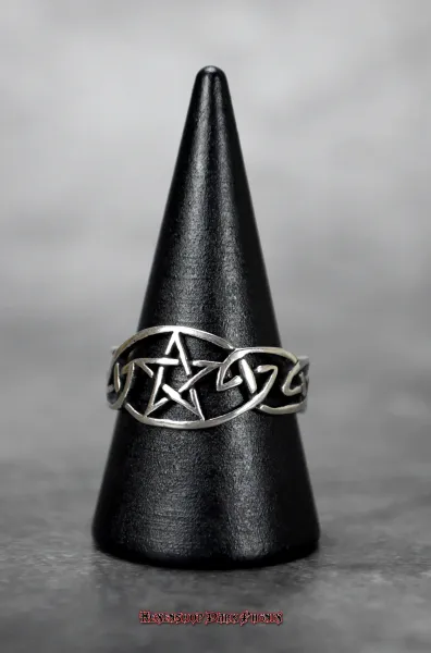 Hexenshop Dark Phönix Keltischer Pentagramm Silberring 925er
