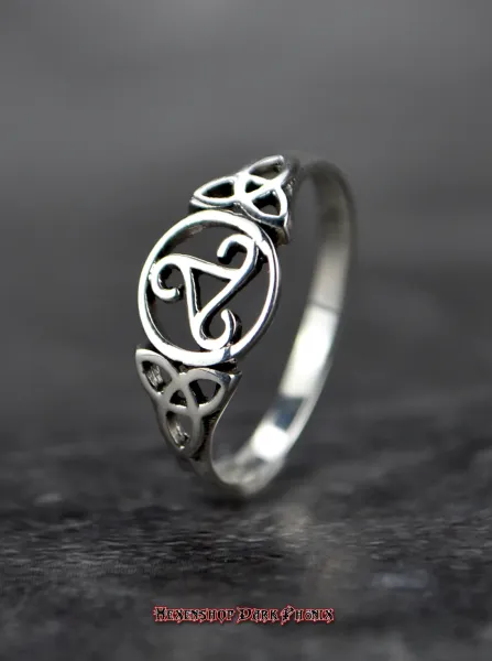 Hexenshop Dark Phönix Keltische Triskele Triqueta Silberring 925er