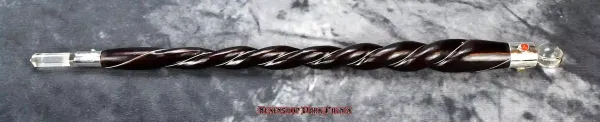 Hexenshop Dark Phönix Lunaris Helix Zauberstab Gedrehtes Holz Bergkristall Drehbare Bergkristallkugel 38 cm