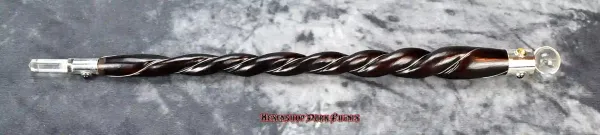 Hexenshop Dark Phönix Lunaris Helix Zauberstab Gedrehtes Holz Bergkristall Drehbare Bergkristallkugel 38 cm