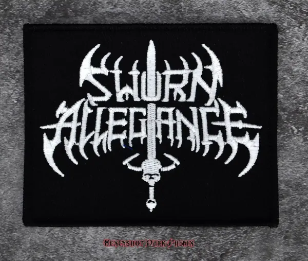 Hexenshop Dark Phönix Metal Patch Schwarz mit weißer Schrift  Sworn Allegiance