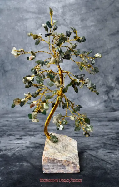 Hexenshop Dark Phönix Moosachat Edelsteinbäumchen 160 Steine