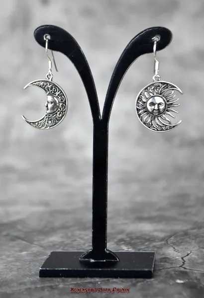 Hexenshop Dark Phönix Ohrhänger Paar Sonne und Mond 925er Silber