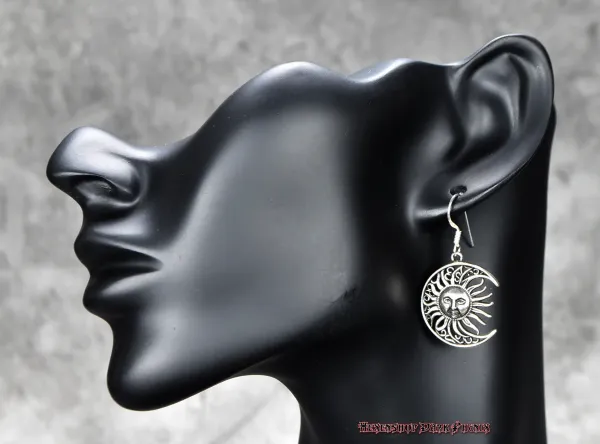 Hexenshop Dark Phönix Ohrhänger Paar Sonne und Mond 925er Silber