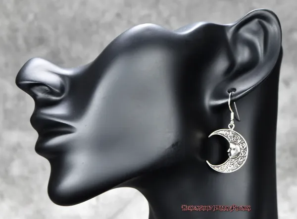 Hexenshop Dark Phönix Ohrhänger Paar Sonne und Mond 925er Silber