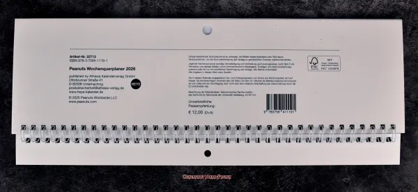 Hexenshop Dark Phönix Peanuts Wochenquerplaner 2026 Kalender