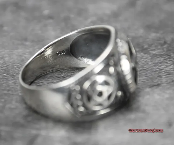 Hexenshop Dark Phönix Pentagramm Silberring 925er mit Lemniskate