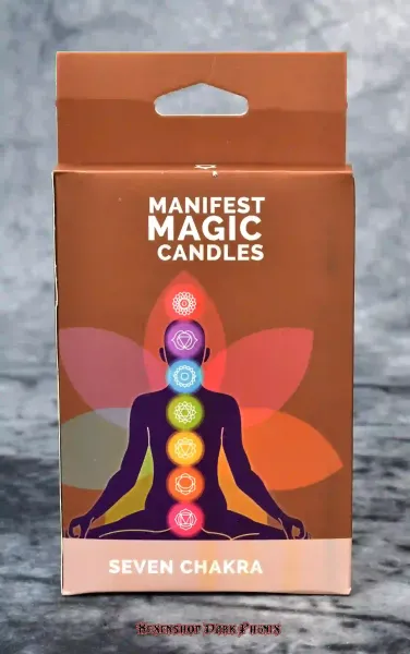 Hexenshop Dark Phönix  Sieben Chakra Durchgefärbte Mini Ritualstabkerzen Set Manifest