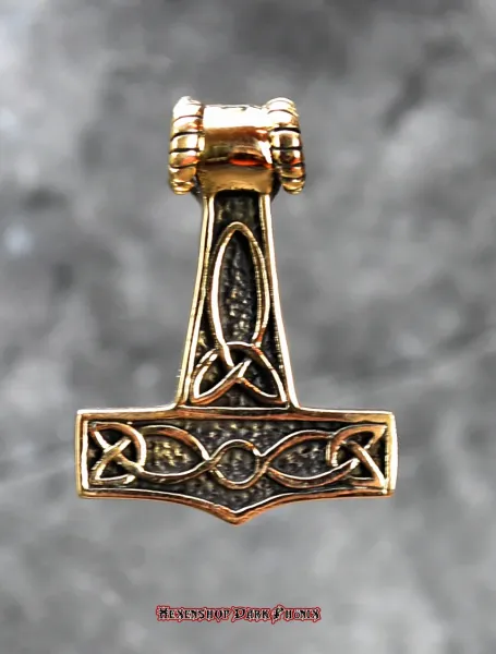 Hexenshop Dark Phönix Thorhammer Widderkopf Anhänger Bronze