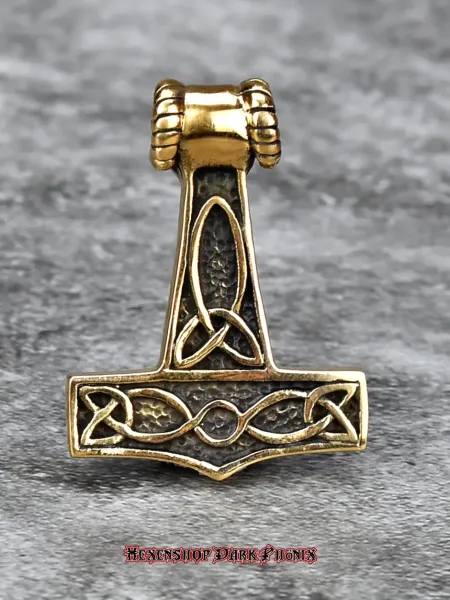 Hexenshop Dark Phönix Thorhammer Widderkopf Anhänger Bronze