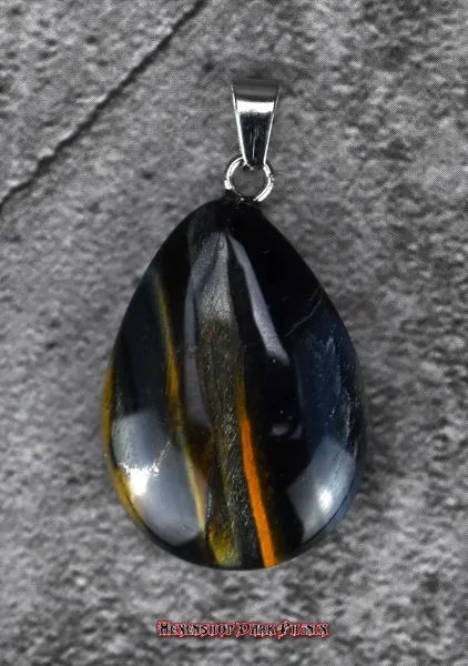 Hexenshop Dark Phönix Tigerauge Tropfen Anhänger Halbedelstein