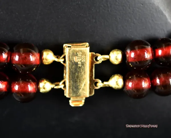 Hexenshop Dark Phönix  Vintage Granat Perlen Collier Zweireihig