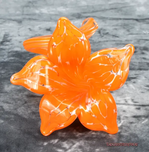 Hexenshop Dark Phönix Vintage Mundgeblasene orange Glasblume