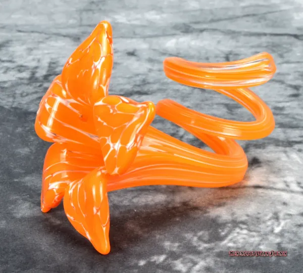 Hexenshop Dark Phönix Vintage Mundgeblasene orange Glasblume