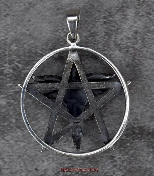 Hexenschop Dark Phönix Weiblicher Pentagramm Baphomet Anhänger 925er Silber