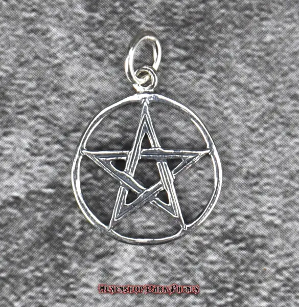 Hexenshop Dark Phönix Weiblicher verknoteter Pentagramm Anhänger Klein 925er Silber