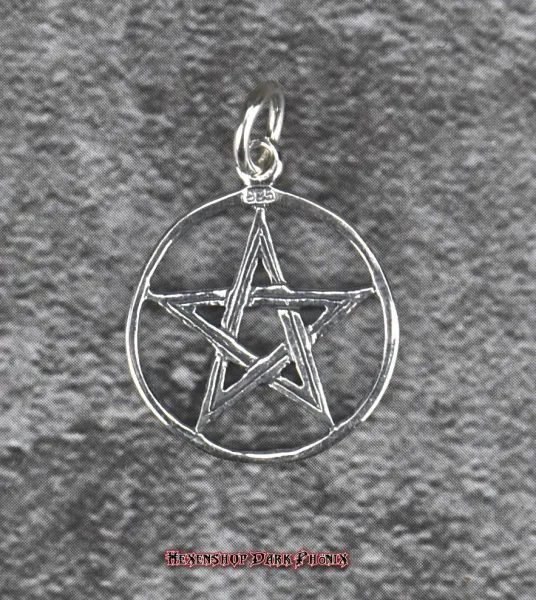 Hexenshop Dark Phönix Weiblicher verknoteter Pentagramm Anhänger Klein 925er Silber