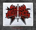 Hexenshop Dark Phönix Metal Patch Weiß mit roter Schrift  Sworn Allegiance